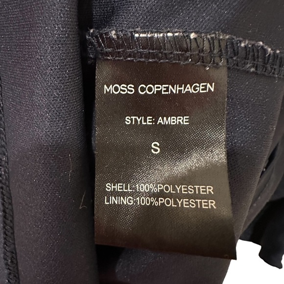 Moss Copenhagen Sz Small Ambre Dress Long Sleeve Faux Wrap Navy - Picture 7 of 7